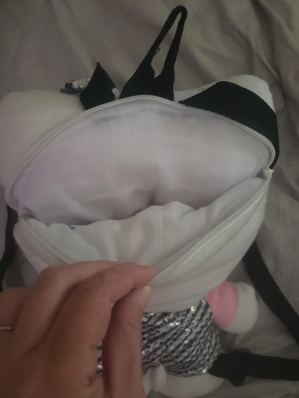 Hello Kitty White Plush Backpack with Sequin Bow